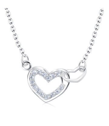 Lovely Intertwined Hearts Silver Necklace SPE-2103